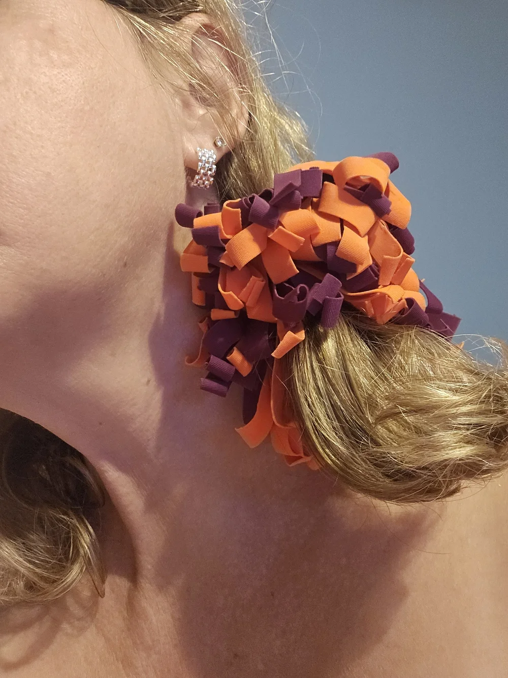 Orange and Purple PomPom Hair Ties..Vtech Colors